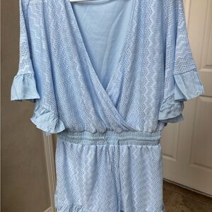Blue Blush Light Blue Ruffle Sleeve Jumpsuit